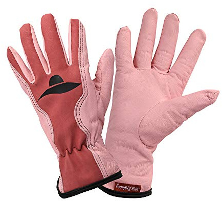 ROSTAING Gants MISS - Paire de Gants de Jardinage Femme Rose Barbie - En Cuir au Look Tendance & Raffiné - Idéal pour Tous Les Travaux de Taille, de Plantation et de Désherbage - Coloris Rose Barbie