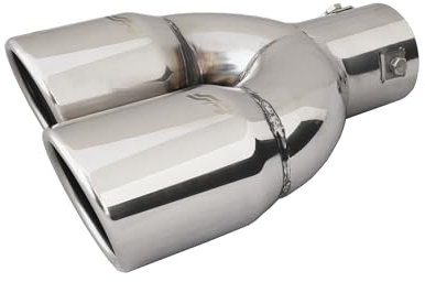 Simoni Racing TRX/18L Terminale di Scarico Universale Disassato, Uscita Doppia Inclinata Rotonda 165 X 77 mm, in Acciaio Inox