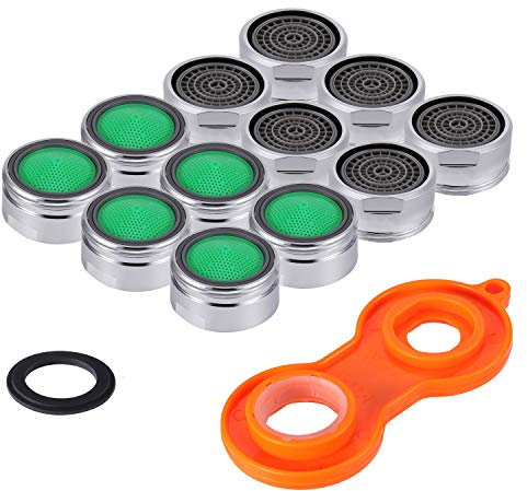 KWOKWEI 24MM Wasserhahn Hahn Filter aus Messing verchromtes Gehäuse mit ABS-Filter, 12 Stück Strahlregler Luftsprudler, M24 Außengewinde Wasserhahn Ersatzteil für Bad und Küche