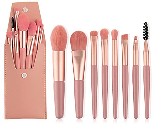 8 pinceaux de maquillage professionnels Kabuki,correcteur, fond de teint et fard à paupières liquides, crémeux et poudre