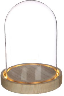 GRAINE CREATIVE Beleuchtete Glasglocke 16,5 cm x Ø 12,5 cm - Dekorative Glocke für Hochzeit - Transparent - Modern - Glas