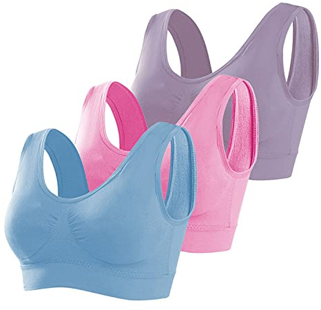 Memoryee Sports Bras Women 3 Pack Set Plus Size for Large Breasts Non Wired Inserts Padded Push Up Multipack Vest Crop Top Multi3 XXL