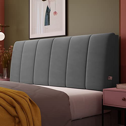 CHENGZ Kopfteil Rückenkissen Kissen Bett Rückenlehne Kissen Verdicken Samt Lesekissen Rückenpolster Antikollision All-Inclusive Kopfteil Abdeckung Abnehmbar Waschbar,Darkgray-180×60cm