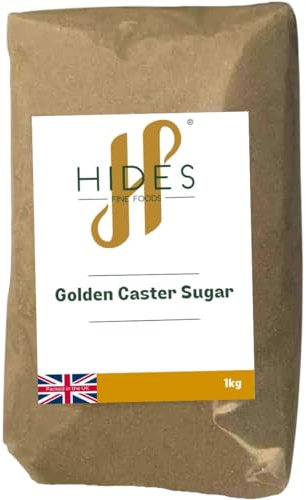 Hides Fine Foods - Golden Caster Sugar 1kg - GMO - Free - Suitable for Vegetarians - Baking - Cookies - Caramel - Pies - Pastries - Desserts - Cooking