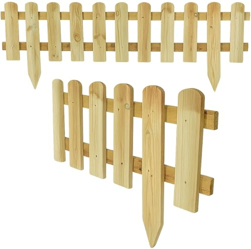 AAMEN Wooden freestanding Picket Fence Panels - Natural Wood Color Decorative Logs for Patio Guest Houses Garden Fence Garden Edging Border - Composite Fence Panels_40x 99cm (Approx.) (3)