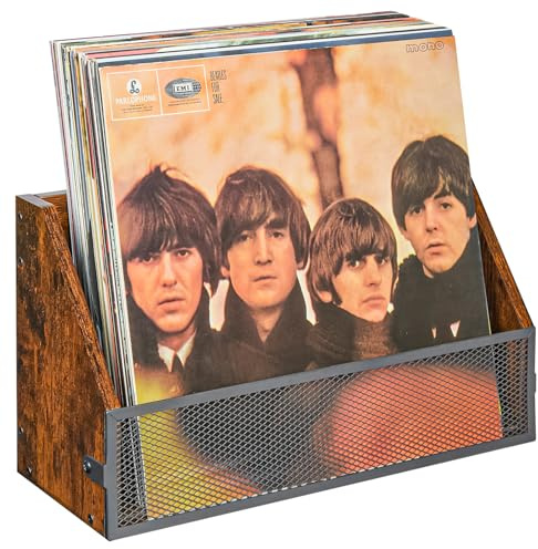 Zitaloken Vinyl Record Storage Wall Mount, Vintage Wood Album Record Holder and LP Display Shelf for Records Collector, Store, Home, Artistic Space,Fits 7-12 Records