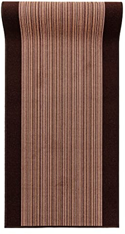 Mazovia rutschfest Teppich Läufer Flur - Modern Streifen Muster Teppichläufer - Kurzflor Flurläufer für Vorzimmer, Schlafzimmer, Küche - ÖKO-TEX Zertifiziert - Meterware Braun - 67 x 300 cm