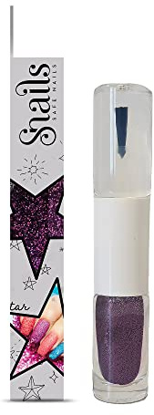 Snails 510218 Kinder Glitzernagellack 2in1, violett, Top Coat & Glitzerpuder, Peel-Off Formel, abziehbar, auf Wasserbasis, unbedenklich, vegan