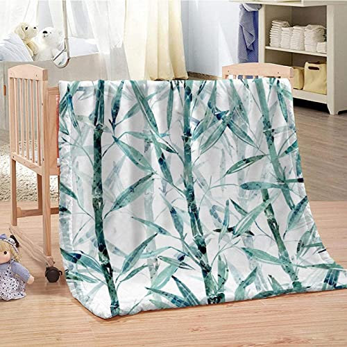 FIBITA Kuscheldecke 3D Grüner Bambus Flanell Fleecedecke 180x200 Pflanze Wohndecke Bambus Sofadecke Couchdecke Tagesdecke Flauschig Weiche Mikrofaser, für Bett & Sofa