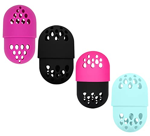 4-pack makeupsvamphållare, silikon skönhetsblandare hållare fodral resor, skönhet ägg förvaringslåda, smink ansikte svamphållare, kosmetiskt pulver puff skyddande bärbehållare (B)