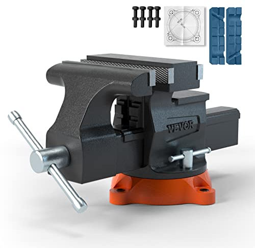 VEVOR 16,7cm Schraubstock 360° Drehbar Sphäroguss Werkbankschraubstock 7,2x7,7cm Amboss Schraubstock 16,5-23,5 Backenöffnung Parallelschraubstock Zwei-Wege-Backen zum Schärfen Schleifen Schneiden