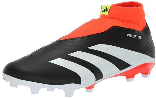 adidas Unisex Bota de fútbol Predator League Laceless césped natural seco, Core Black/Cloud White/Solar Red, 43 1/3