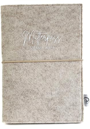 Personalisierte Mutterpasshülle aus Filz | beige | Ein schöner Begleiter während der Schwangerschaft