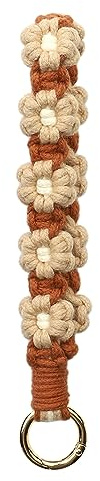 AOKSUNOVA Schlüsselanhänger Kurz Frau Schlüsselband Makramee | Baumwollschnur, Gesamtlänge ca. 18 cm, für Schlüssel, Taschen und kleine Alltagsgegenstände