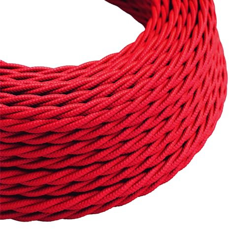 LEDSone Vintage 3 Core intrecciato rosso tessuto elettrico filo lampada a sospensione industriale filo luce