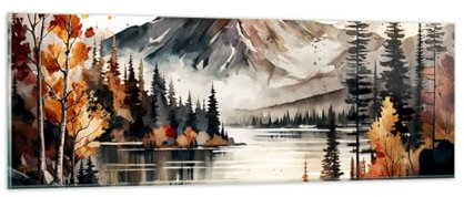 Panorama Bilder auf Glas Natur Sicht Berge Glasbild 90x30cm Wandbilder Dekoration Wohnzimmer Schlafzimmer Küche Klein Wanddeko Bild im Glas Wand Kunstdruck Art Modern Wall Decor GAB90x30-5783