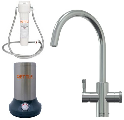 QETTLE Signature Modern 4-in-1 Instant Boiling Water Tap - True Boiling, Filtered Cold, Mains Hot & Cold (Stainless Steel, 4 Litre)