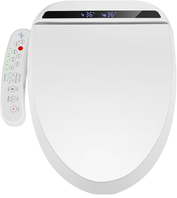 YOURLITE Electronic Smart Bidet Toilet Seat, Heated Seat with Dryer | Self-Cleaning Nozzle, Adjustable Water & Seat Temp, Soft Close Lid, Electric Bathroom Bidet Attachment for Toilet - White