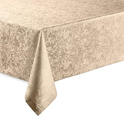 Hochwertige Tischdecke mit Saumrand Harmony Champagner Rund 160 cm pflegeleicht