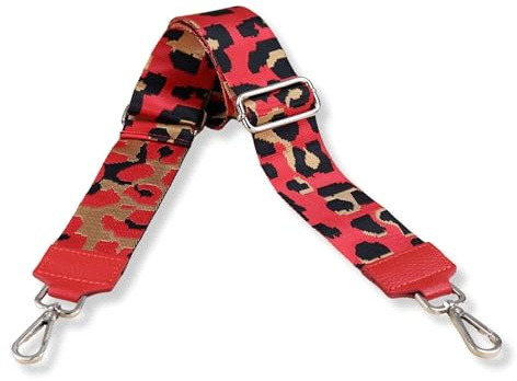 Blade Taschengurt - Verstellbarer Schultergurt für Taschen - Austauschbare Taschengurte für Damen - Taschengurt, 5 cm breit - Gurt für Bauchtaschen - Taschenriemen mit silbernen Schnallen-Rot-4