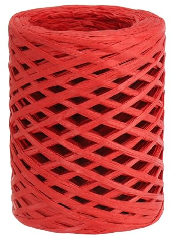 PATIKIL Nastro di Raffia 100 Iarde, 1 Rotolo Spago di Carta Naturale per Confezionamento Scatole Artigianato Decorazioni Festive, Rosso
