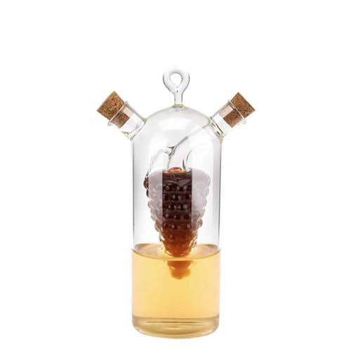BYWXW Sellada aceitera y vinagrera 2 en 1 Recipiente,vinagre de Vidrio Transparente y Botellas de Aceite,Botella dispensadora de Aceite de Doble Boquilla para Recipiente de Cocina(Size:Modelo B)