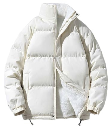 UHouse Herren Winterjacke ohne Kapuze Steppjacke Sportlich Blouson Jacke Bequeme Puffer Jacke Sportlich Oversized Mode Hemdjacke Lässig DaunenmantelBaumwolle Pullover