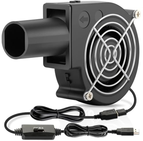 Wathai 97mm x 33mm Small Blower Fan 5V with Variable Speed Controller Centrifugal Squirrel Cage Fan for Outdoor BBQ Fire Bellow, Camping Cooking, Fireplace, Wood Stove, Charcoal Starter