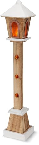 Spetebo Holz Laterne mit 23 LED in warm weiß - 75 cm - Weihnachts Deko Leuchte Batterie betrieben - Advent Winter Dekoration Standleuchte Stehlampe Stimmungslicht