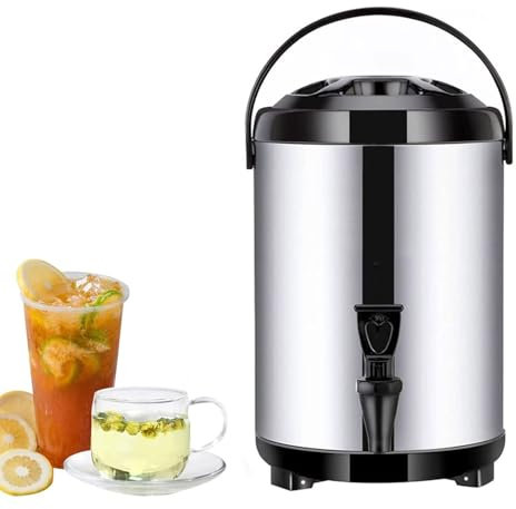 LXWKAI Boilerwärmer, Kaffeekanne, Edelstahl-Heißwasserkessel-Spender mit Deckel und Zapfhahn, Milchteeeimer, isoliertes Fass für heißes Wasser oder Getränke