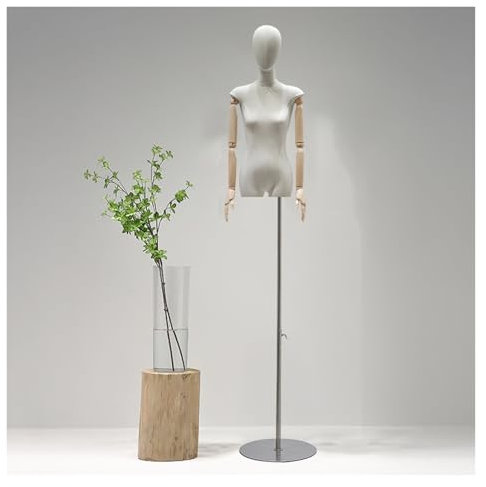 schneiderpuppe Schneiderpuppe Weiblich Schaufensterpuppe, Höhe Verstellbar 56 bis 80 Schaufensterpuppen Mit Holzarm Und Kopf, Schneiderbüste Für Bekleidung Display for Clothing Shop Dresses(B)