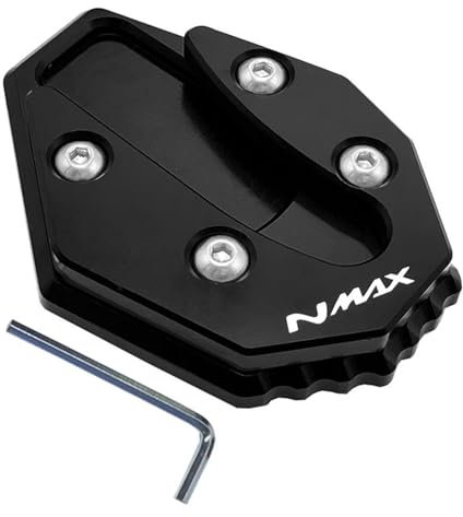 VQLDPX CNC-Seitenständer-Verlängerungsplatte Für Motorrad, Für Yamaha NMAX155 NMAX125 NMAX160 NMAX 155 125 160 2020-2023, Vergrößerungspad Motorradständer Platte Verbreiterung(Schwarz)