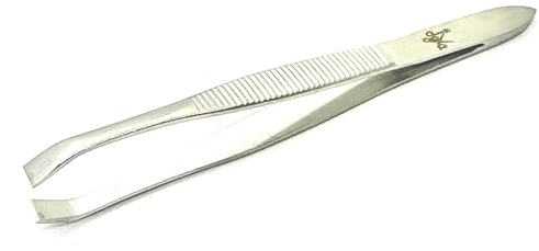 Pinza de Depilar Profesional, Punta Cangrejo, 9 cm, Acero Carbono, Acabado Metalizado Dorado