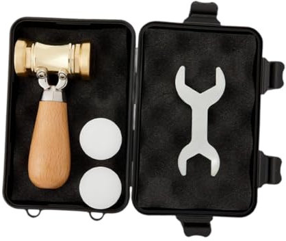 perfk Woodworking Brass Head Mallet Carpenters Auxiliary Tool Wooden Handle Manual Hammer Carpenters Mallet for Wood Carving