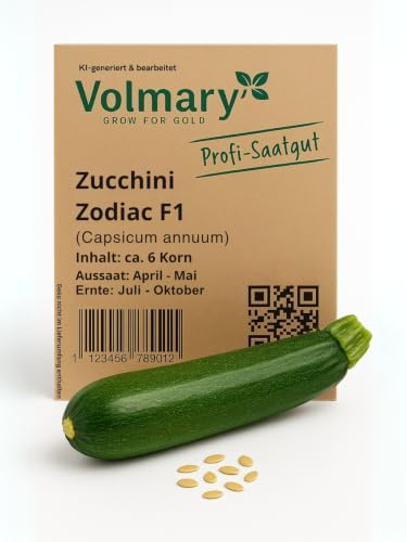 Zucchini Zodiac Samen, F1, Grüne, Saatgut, zarte Zucchini mit langer Erntezeit und Toleranz gegen Echten Mehltau