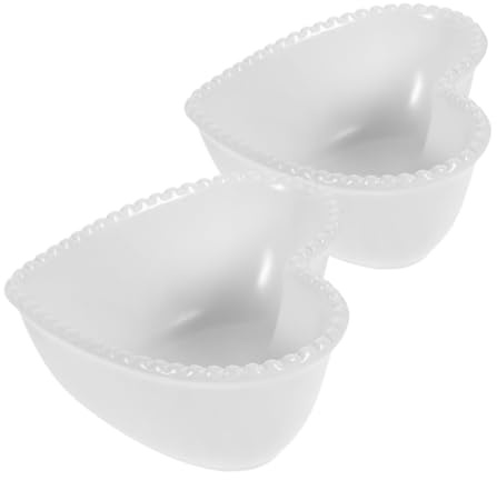 iplusmile Ciotole in Ceramica Design Nordico Semplice Bianco a Forma di Cuore Set 2 Pezzi Facili da Pulire Perfette per Dessert e Presentazioni di Cibo