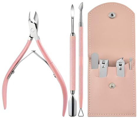 3 Pezzi Realizzati Con Pinze In Pelle Morta In Acciaio Inossidabile E 1 Set Di Strumenti Per Un Periodo, Strumenti Per La Cura Delle Unghie, Accessori Per La Cura Delle Mani (Rosa).