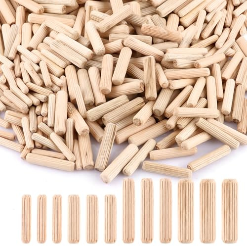 YAYODS Juego de 800 tacos de madera diferentes – Tacos de madera 6/8/10 mm – Tacos surcos redondos de eucalipto, tapones de madera – Tacos de madera para muebles, tacos de ranura para surcos