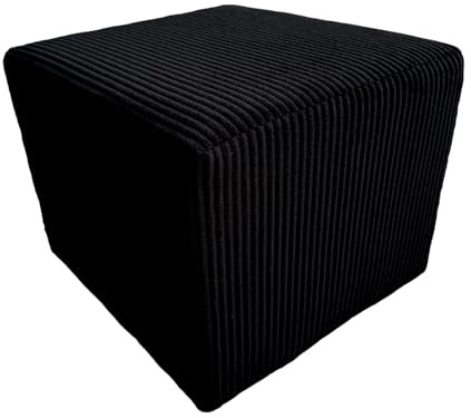 Extrasen Hocker Wohnzimmer Sitzhocker - Quadratisch 40 x 40 cm - Sofahocker - Dünner Cord Schwarz
