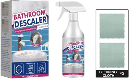 Spray limpiador de espuma descalcificadora de baño, potente limpiador de manchas difíciles y removedor de cal, espuma de limpieza multiusos para baño, bañera, ducha, fregadero, vidrio, grifo y