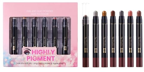 Lápiz de Sombras de Ojos | Lápiz De Maquillaje Con Brillo - Impermeable y Duradero 6 Unidades Iluminador para Mujer Maquillaje Eventos
