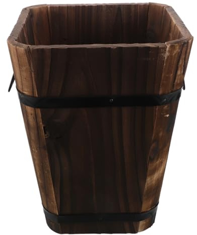 SOLUSTRE Carbonisiertes Holz Schirmständer mit Ablaufloch Großer Holz regenschirmhalter für Flur Vielseitiger Gehstock Blumentopf Eimer Langlebig für Zuhause Büro und Hotellobby