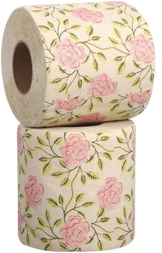 HANABASS Carta Igienica Resistenti allo Sbiadimento Stampa a Rose in Polpa di Bambù 2 Pezzi e Delicati sulla Pelle per Uso Domestico da Viaggio