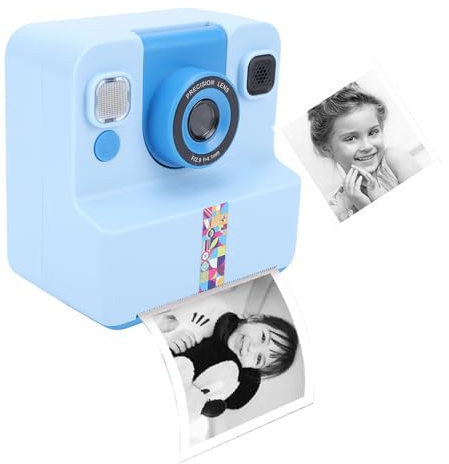 Oreilet Cámara Impresión Instantánea para Niños, Cámara Térmica para Selfies con Pantalla 1080P 2,4 con Lente Giratoria 180°, Regalos Cumpleaños Navidad para 4 5 6 7 8 9 10 Años (Blue)