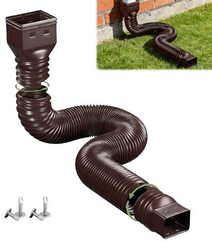 Prolunga flessibile per grondaia, tubo di scarico, flessibile, rotonda, per tubo di scarico 80/100 mm, allungabile da 47 a 150 cm, prolunga per grondaie, 1 pezzo (marrone)
