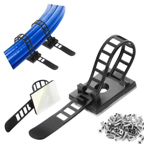 Kabelhalter selbstklebend 50 Stück, Kabelclips schraubbar Schwar | Für Zuhause und Büro, sichere Kabelführung, stabile Befestigung, flexible Anwendung, ordentliche Arbeitsplätze