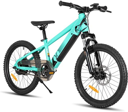 JOYSTAR 20 Zoll Elektrofahrrad für Kinder und Jugendliche ab 7 Jahren mit 250W bürstenlosem Motor, 15 Meilen 15MPH Elektro-Mountainbike mit abnehmbarem Akku,grün