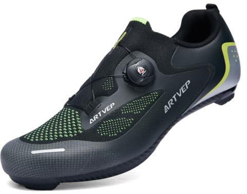 ARTVEP Mens Lightweight Cycling Shoes Womens Road Bikes Shoes Compatible with KEO Pedal Unisex Ventilate Bike Shoes Compatible Installation SPDSL&Peloton Bike Cleats