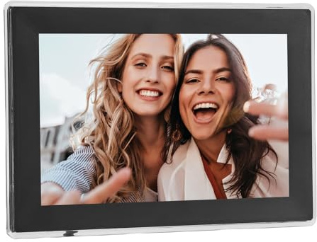 Lazmin112 10,1 Tums Digital Fotoram, Trådlös Elektronisk Bildram med 1280x800 HD-pekskärm och Stöd för Flera Format, Fjärrdelning Via App för familje- och Kontorsbruk (eu)