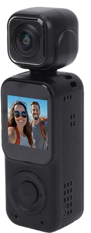 Plyisty Videoregistratore Portatile, 4K 12MP Dual Lens Rotazione di 180 Gradi WiFi Fotocamera Sportiva Portatile con Batteria da 2000mAh per Vlogging All'aperto Ciclismo Surf Campeggio